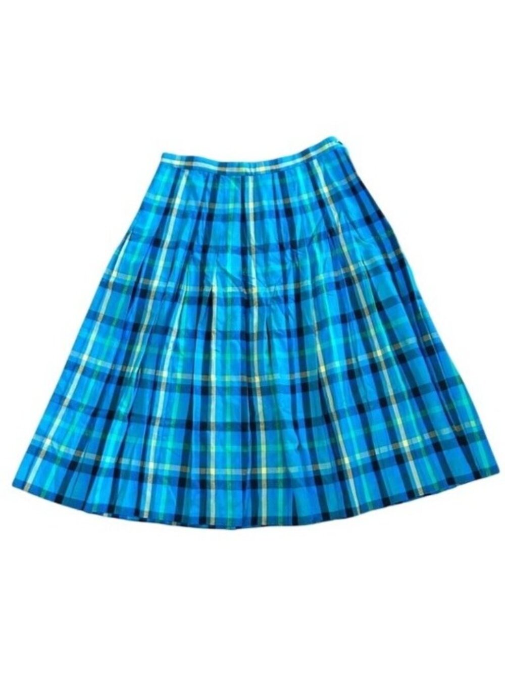 Vintage Pendleton Blue Teal Plaid Pleated Midi Skirt Sophisticates Sz 16 Read